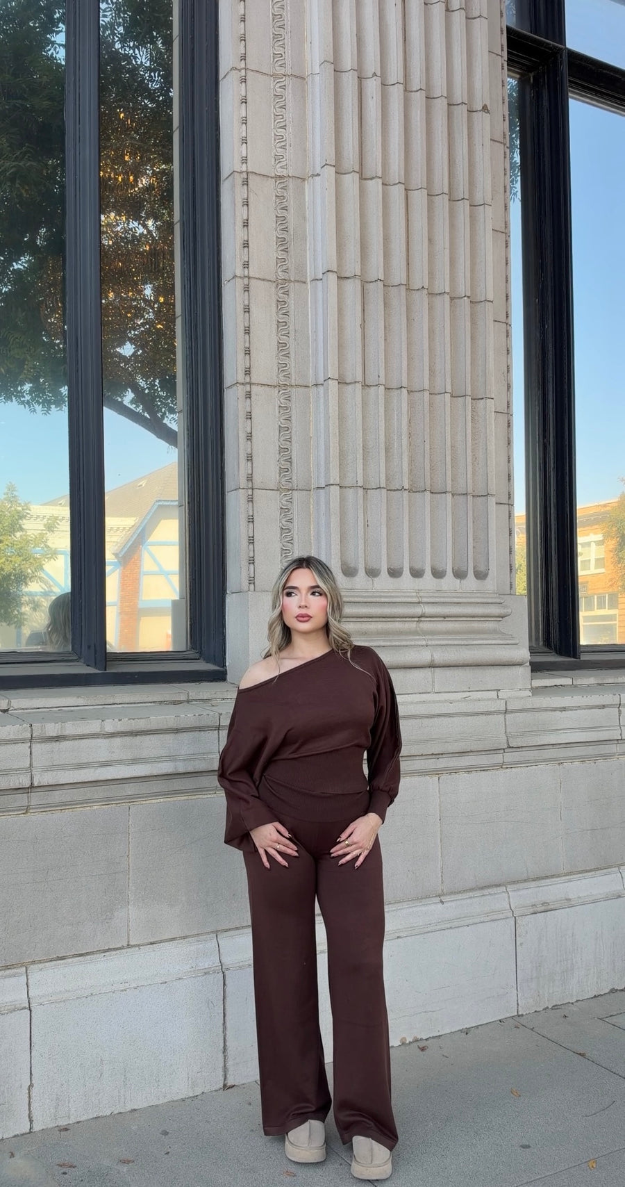 Latte Girl Folded Wide Leg Pants