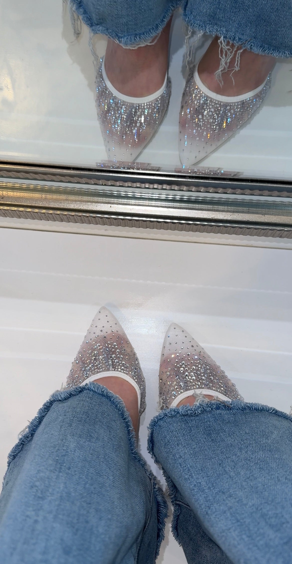 Diva Closed Pointed Toe Mesh Mule Heel