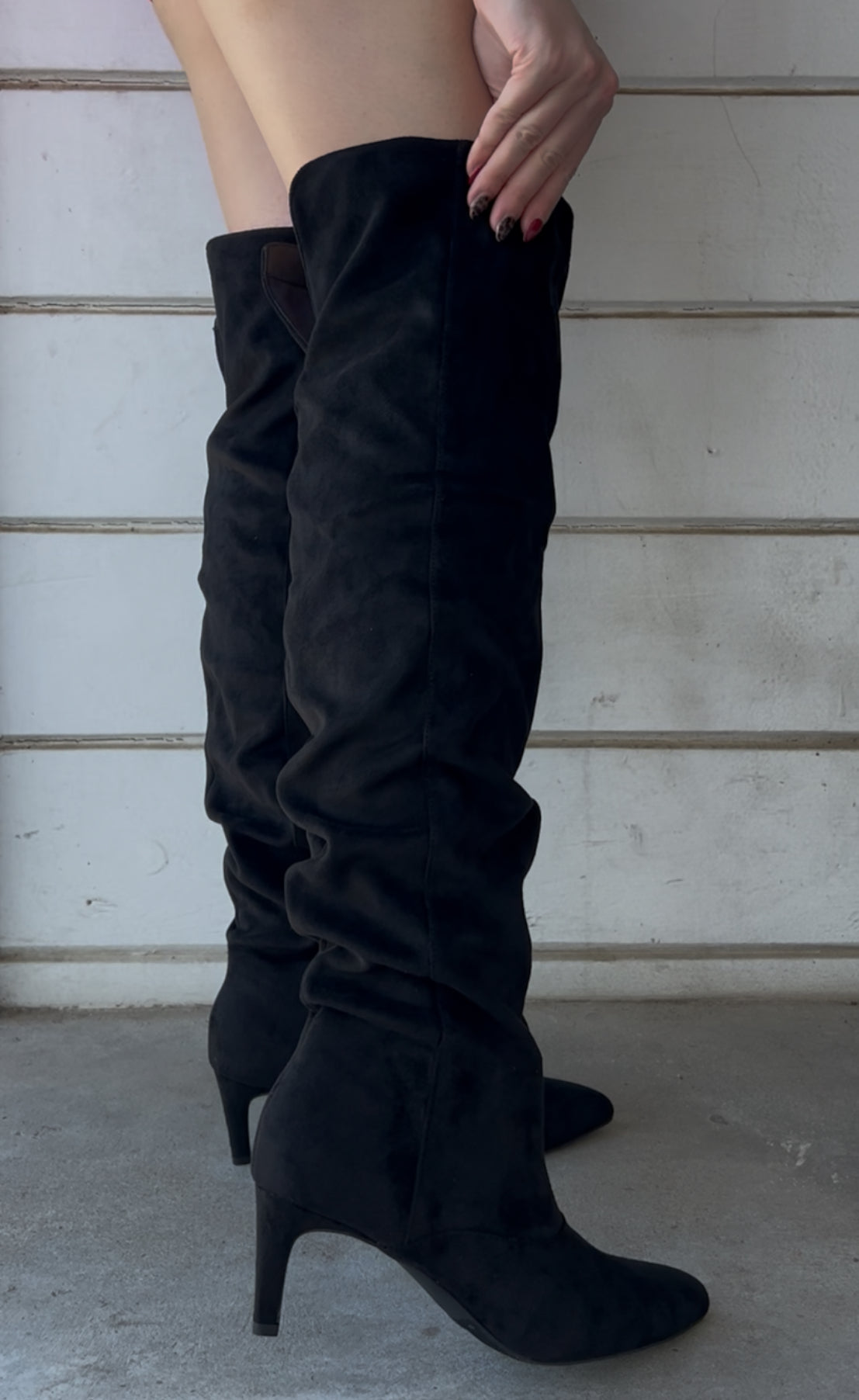 Yolanda Ruched Over The Knee Suede Boot