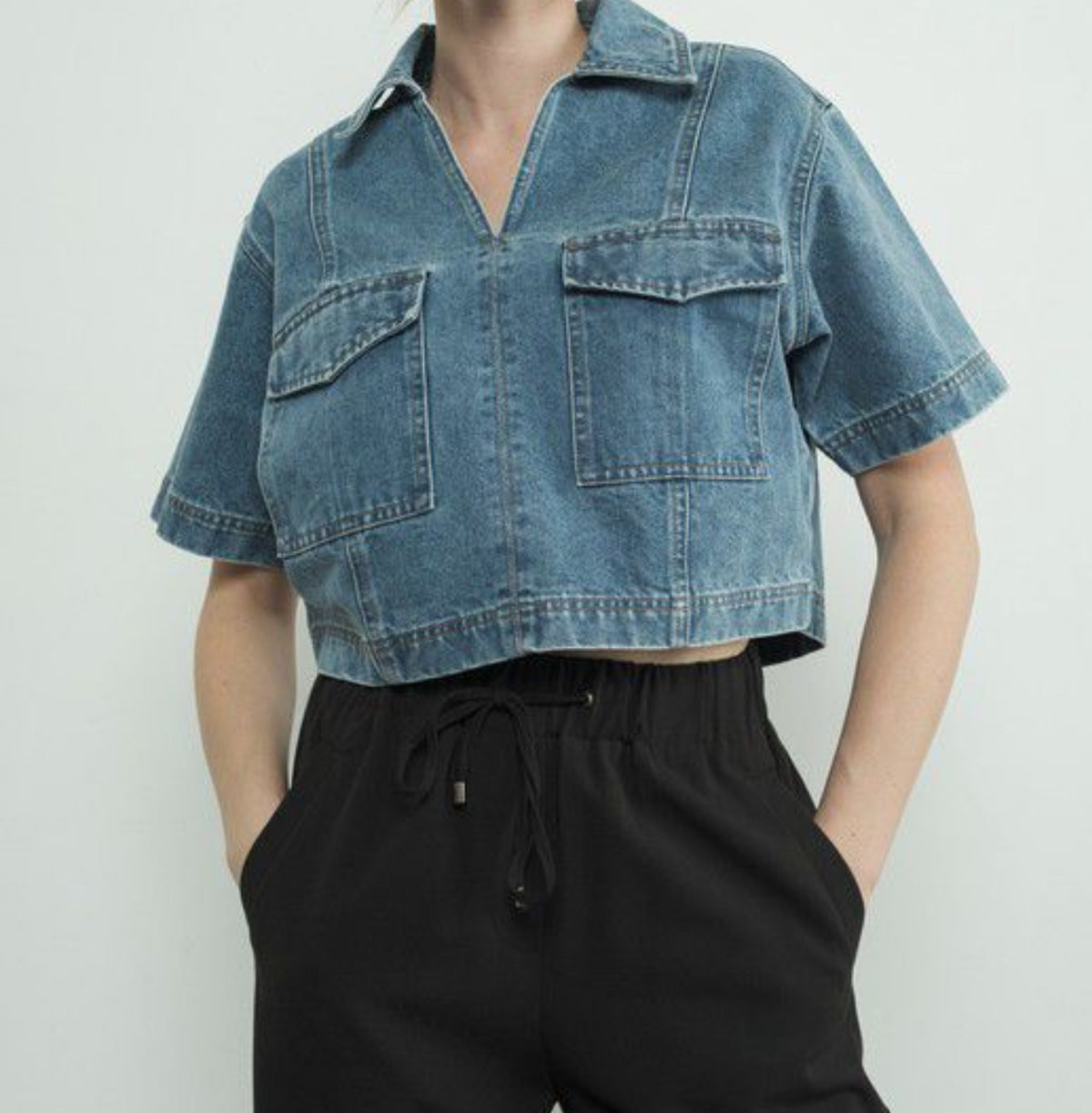 Maybelle Denim Crop Top