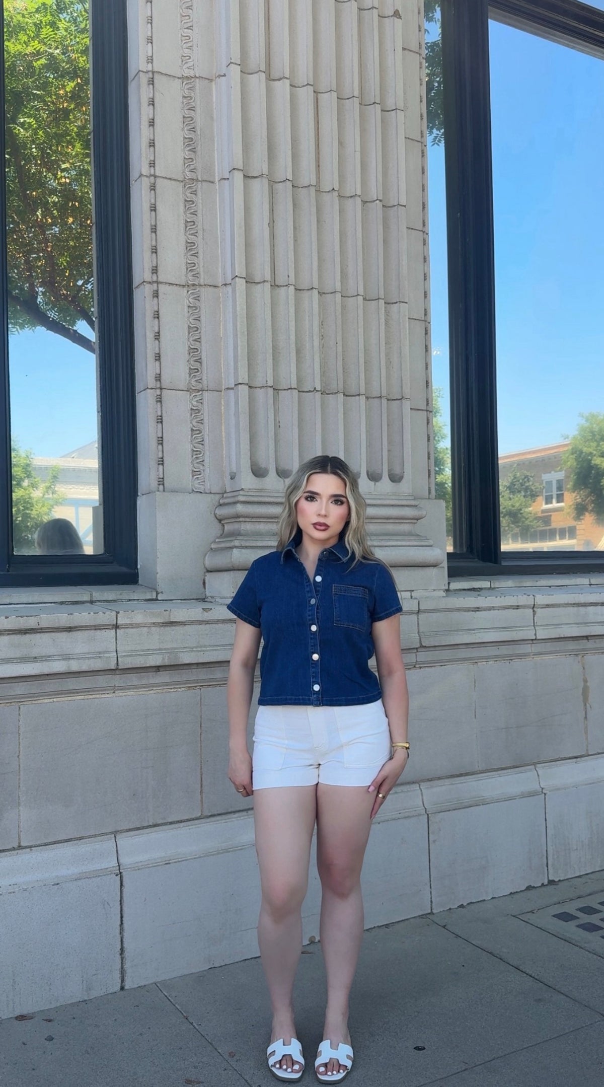 Sabrina Denim Short Sleeve Top