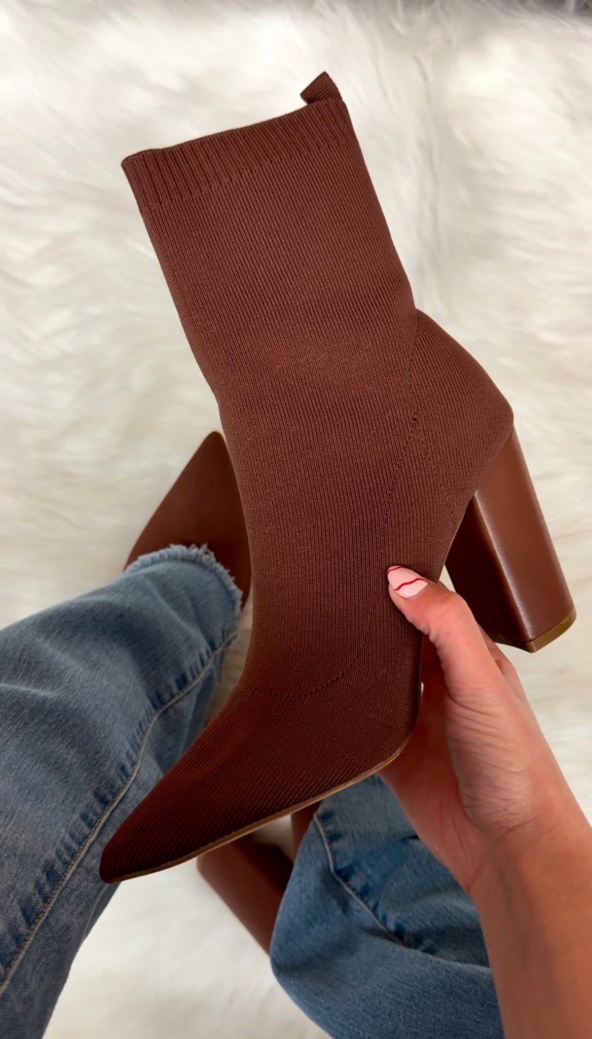 Aria Ankle Heel Bootie - Brown