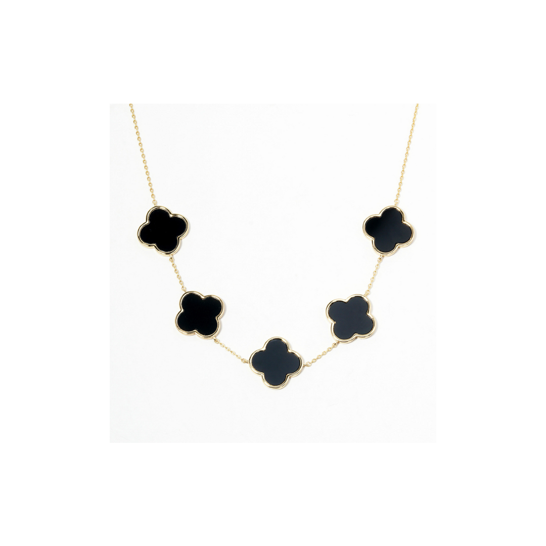 Clover Charm Necklace - Black